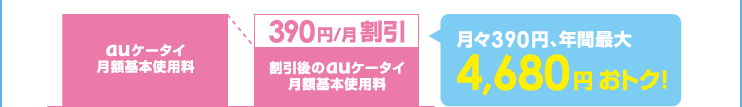 月々390円、年間最大4,680円おトク！